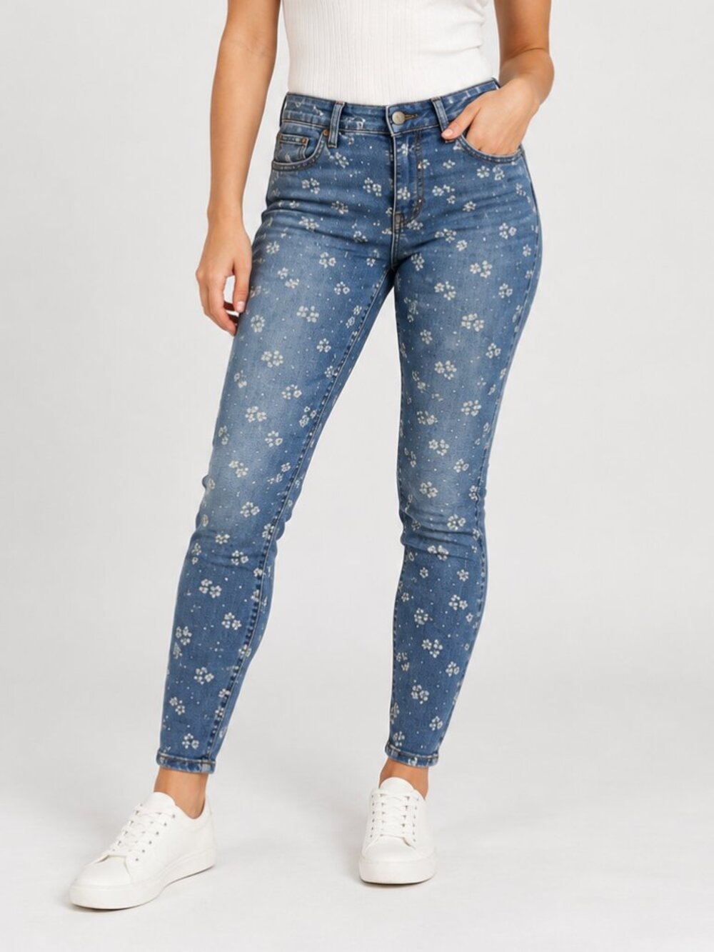 Free People Floral Print Skinny Jeans | W28